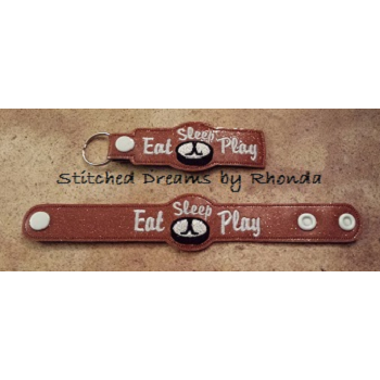 Eat Sleep Play Hockey Snap Bracelet-Key Fob Set ITH