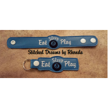 Eat Sleep Play Pool Snap Bracelet-Key Fob Set ITH