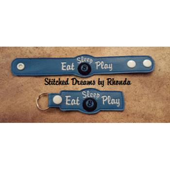 Eat Sleep Play Pool Snap Bracelet-Key Fob Set ITH