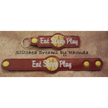 Eat Sleep Play Softball Snap Bracelet-Key Fob Set ITH