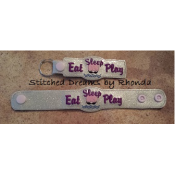 Eat Sleep Play Swim Snap Bracelet-Key Fob Set ITH