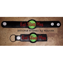 Eat Sleep Play Tennis Snap Bracelet-Key Fob Set ITH