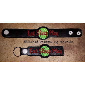 Eat Sleep Play Tennis Snap Bracelet-Key Fob Set ITH