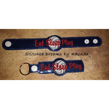 Eat Sleep Play Volleyball Snap Bracelet-Key Fob Set ITH