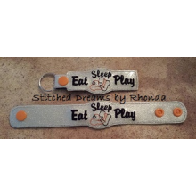 Eat Sleep Play Wrestling Snap Bracelet-Key Fob Set ITH
