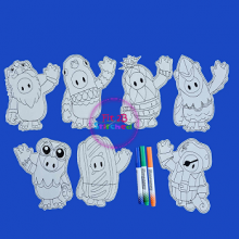 Fall Guys Dry Erase Coloring Dolls Set ITH 5x7