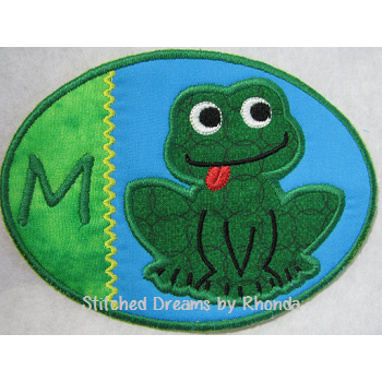 Froggy Appl Mug Rug ITH