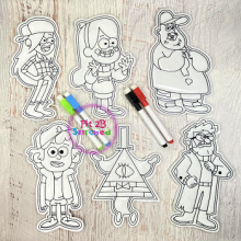Gravity Falls Gang Dry Erase Coloring Set ITH 5x7