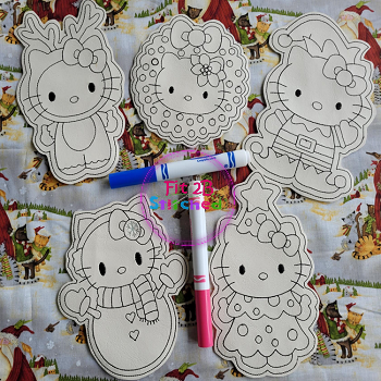 HK Christmas Dry Erase Coloring Dolls Set ITH 5x7