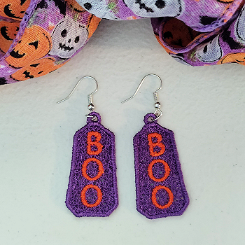 Halloween Boo FSL Earring Set ITH