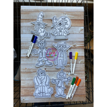Halloween Dry Erase Coloring Dolls Set ITH