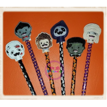 Halloween Monster Heads Pencil Pal Set ITH