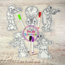Halloween Zombies Dry Erase Coloring Set ITH 5x7
