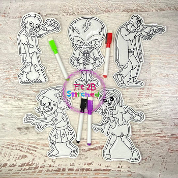 Halloween Zombies Dry Erase Coloring Set ITH 5x7