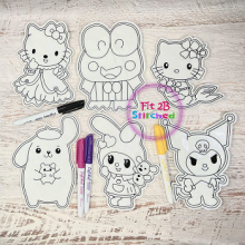 H K and Friends Dry Erase Coloring Dolls Set ITH 5x7