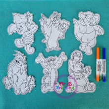 Honey Bear and Friends  4x4 Dry Erase Coloring Set ITH