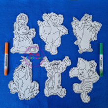 Honey Bear and Friends  5x7 Dry Erase Coloring Set ITH