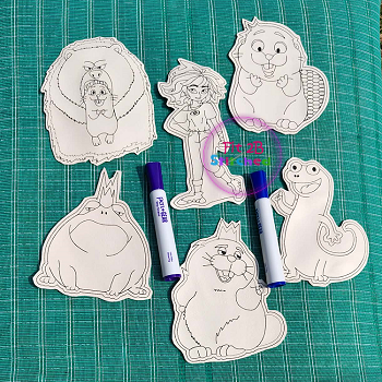 Hoppers Gang Dry Erase Coloring Set ITH 5x7