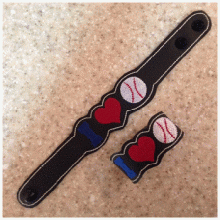 I Love Baseball Snap Bracelet-Key Fob Set