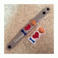 I Love Basketball Snap Bracelet-Key Fob Set