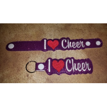 I Love Cheer Snap Bracelet-Key Fob Set ITH