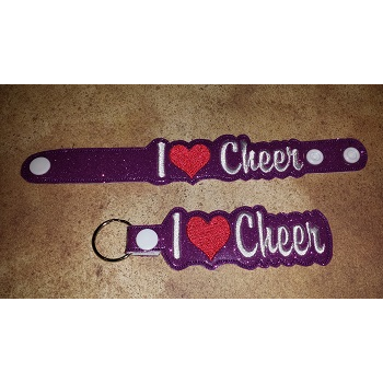 I Love Cheer Snap Bracelet-Key Fob Set ITH