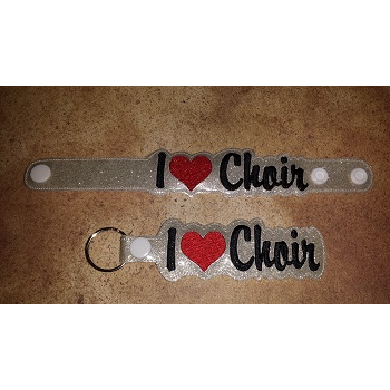 I Love Choir Snap Bracelet-Key Fob Set ITH