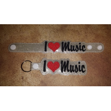 I Love Music Snap Bracelet-Key Fob Set ITH