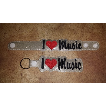 I Love Music Snap Bracelet-Key Fob Set ITH