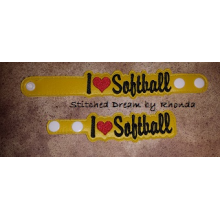 I Love Softball Snap Bracelet-Key Fob Set ITH