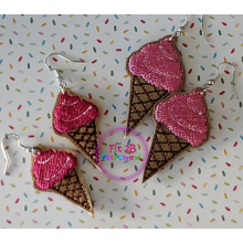 Ice Cream Cone ITH Earring Set