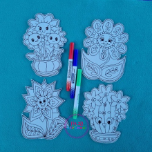 Kawaii Flowers Dry Erase Coloring Set ITH