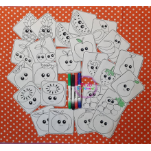 Kawaii Fruit Dry Erase Coloring ~ Matching Game Set Set ITH