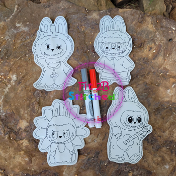 Labubu Dry Erase Coloring Set 2 ITH 4x4