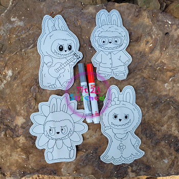 Labubu Dry Erase Coloring Set 2 ITH 5x7