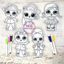 Laughing Dolls 5x7 Dry Erase Coloring Dolls Set 1 ITH