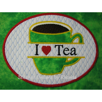 Split Love Tea Appl Mug Rug ITH