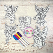 Magical Fairies Dry Erase Coloring Set 5x7 ITH