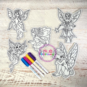 Magical Fairies Dry Erase Coloring Set 5x7 ITH