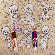 Martial Arts Kids Dry Erase Coloring Set ITH