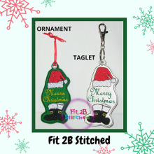 Merry Christmas Santa Ornament-Taglet Set ITH