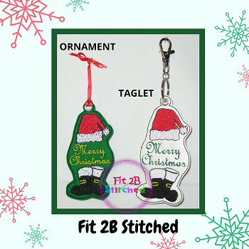 Merry Christmas Santa Ornament-Taglet Set ITH