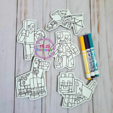 MineBlocks Game 4x4 Dry Erase Coloring Set ITH
