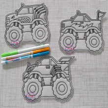 Monster Trucks Dry Erase Coloring Set ITH 5x7