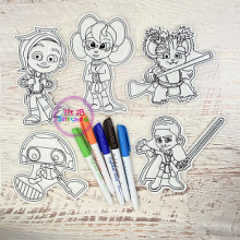 Padawan Learners Friends Dry Erase Coloring Set ITH 5x7