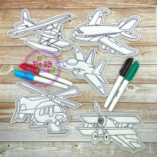 Planes Dry Erase Coloring Set ITH 5x7