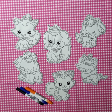 Princess Pets 4x4 Dry Erase Coloring Set ITH