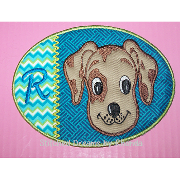 Puppy Face Appl Mug Rug ITH