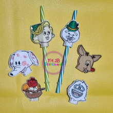 Reindeer and Friends Filled Pencil Pal ~ Straw Buddy Set ITH