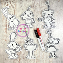 Robot Polie Family Dry Erase Coloring Dolls Set ITH 5x7